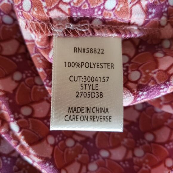 MAX Studio boho top V neck tie front pink orange print new sz S - Picture 5 of 7